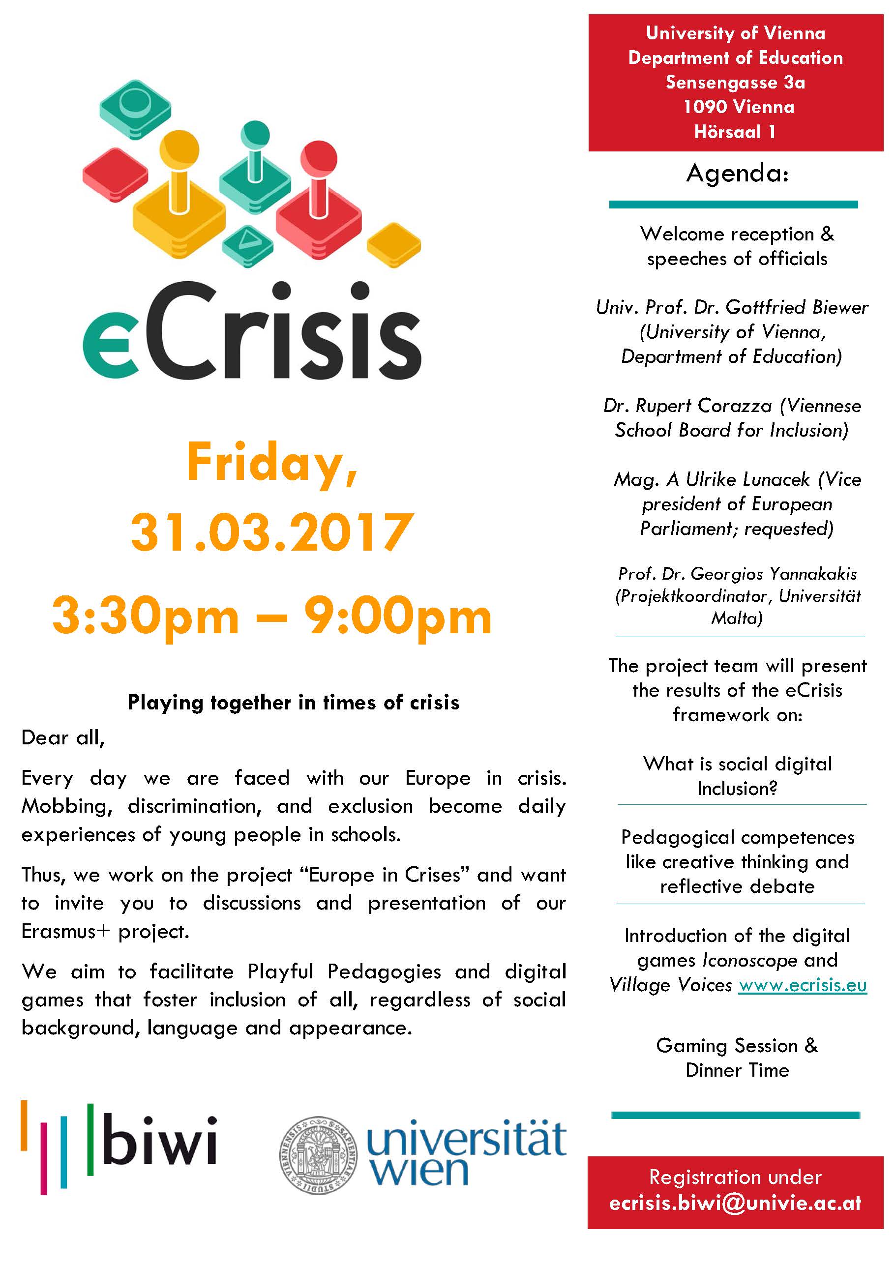 Playing together in times of crisis, Vienna, Austria 31/03/2017